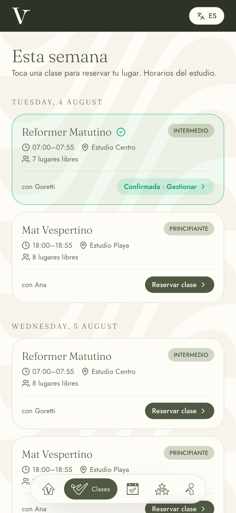 2 · Reserva una clase